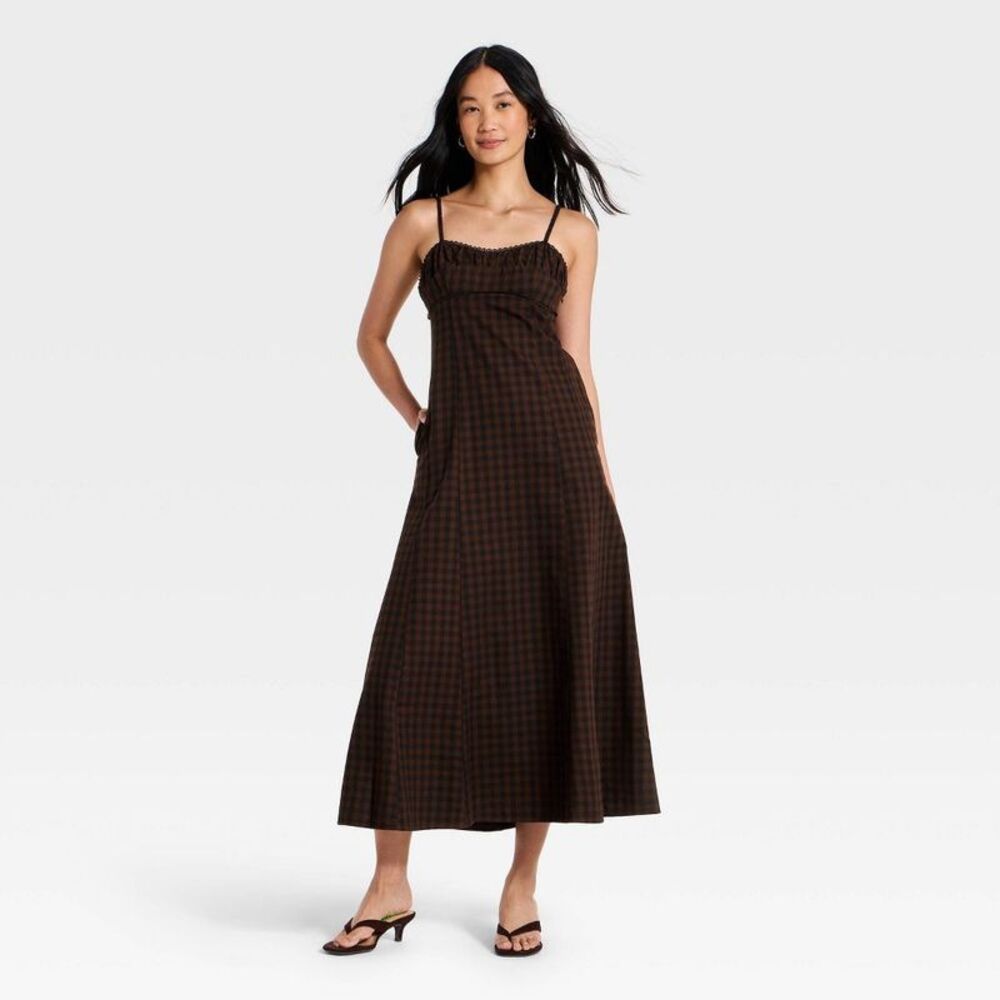 Women's Cami Gingham Maxi Dress Black 16